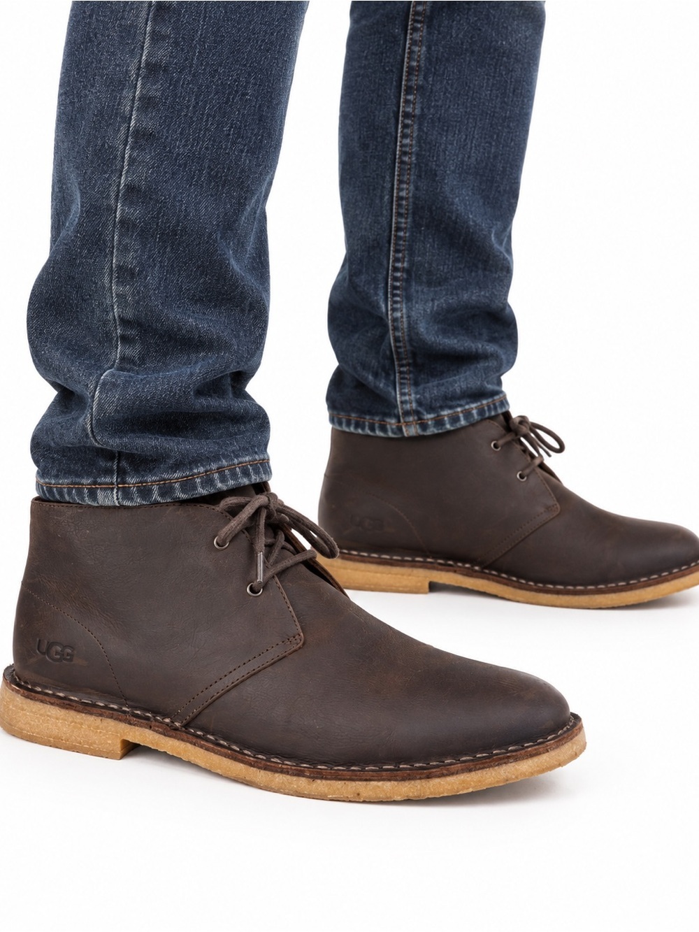 UGG Men’s Leighton Waterproof Leather Chukka Boots Grizzly Brown SZ 13 EUC - Picture 2 of 9